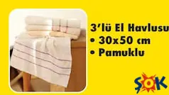 3'LÜ EL HAVLUSU 30X50 CM PAMUKLU